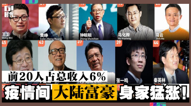 大陆富豪身家猛涨，前20人佔总收入6%！